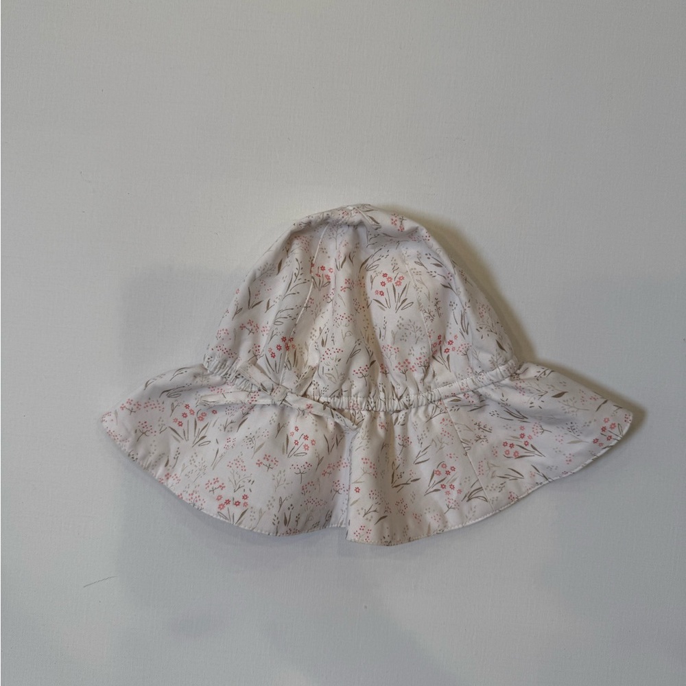 Baby Floral Reversable Sun Hat - Pink and Cream
